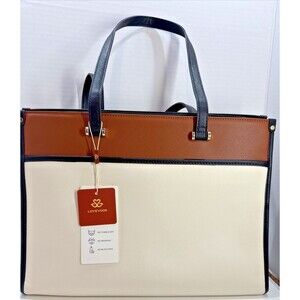 Lovevook Attache Purse Faux Leather Women's Briefcase Satchel Brown Beige Black